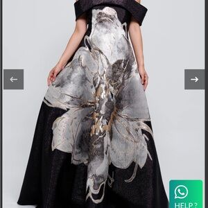 Elegant Black and Silver Floral Gown.  A stunning gown!